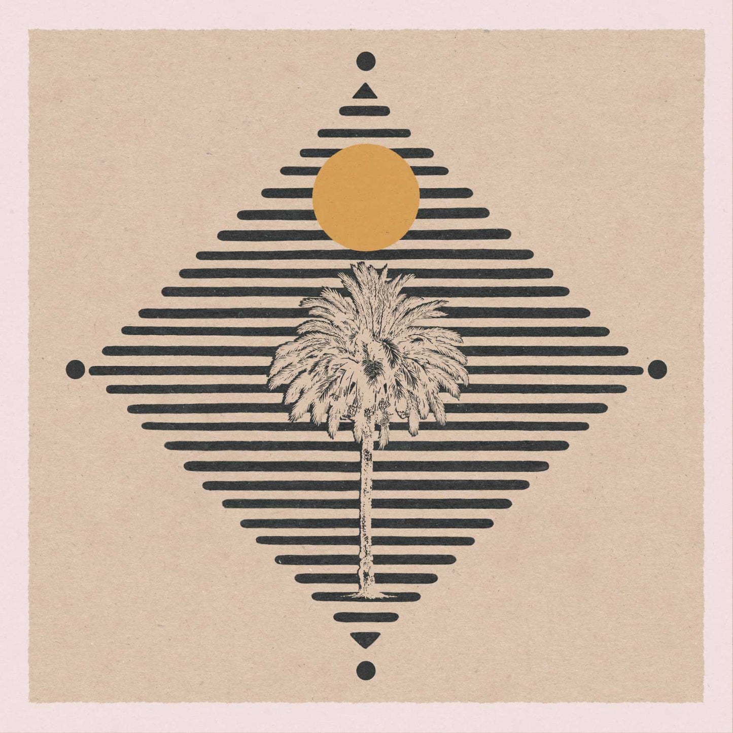 Boho art poster with a motif of a palm tree