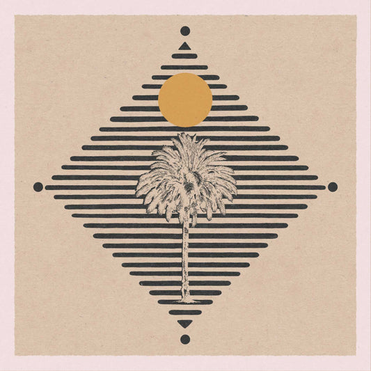 Boho art poster with a motif of a palm tree