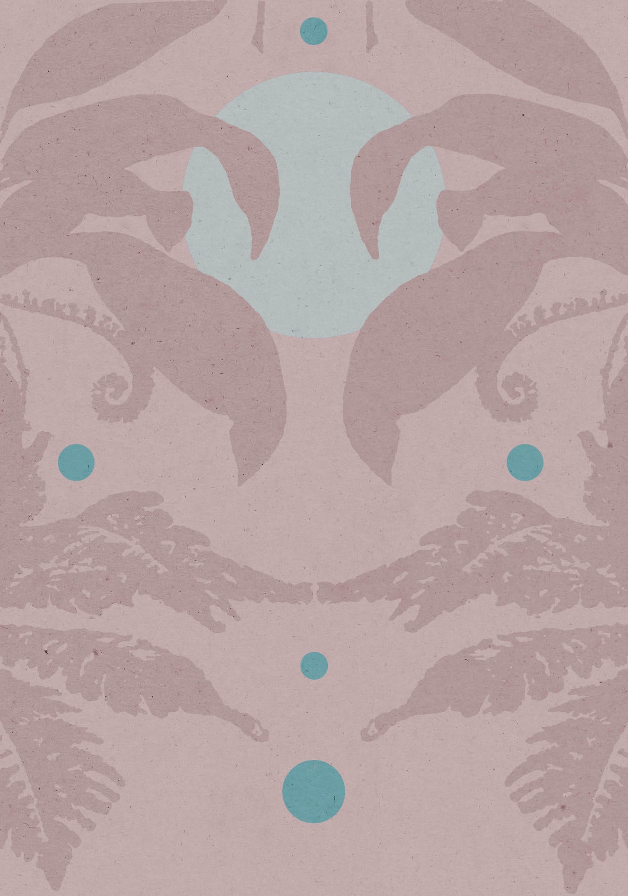 Boho style botanical motif poster in light brown, beige and mint color