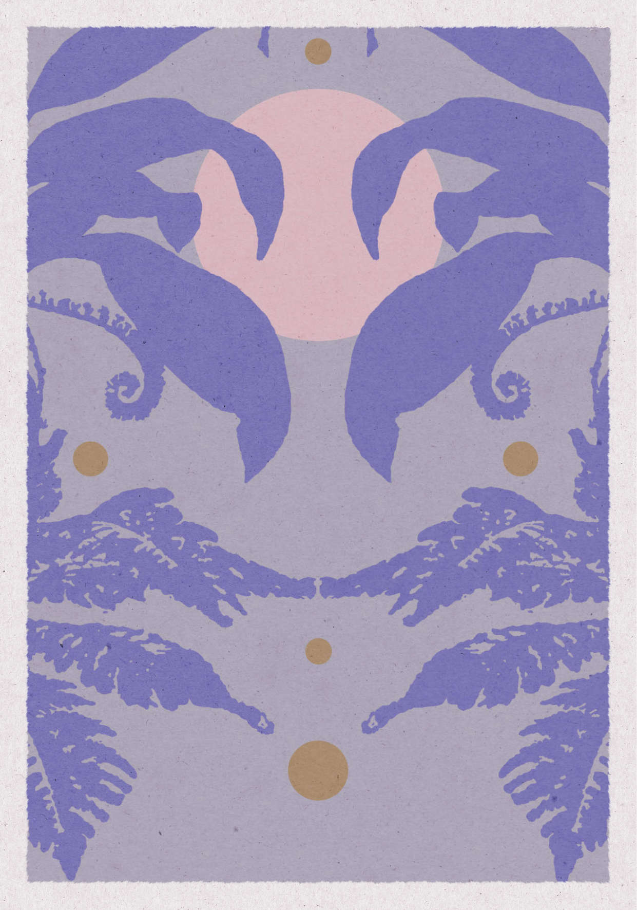Boho style botanical motif poster in purple and gray color