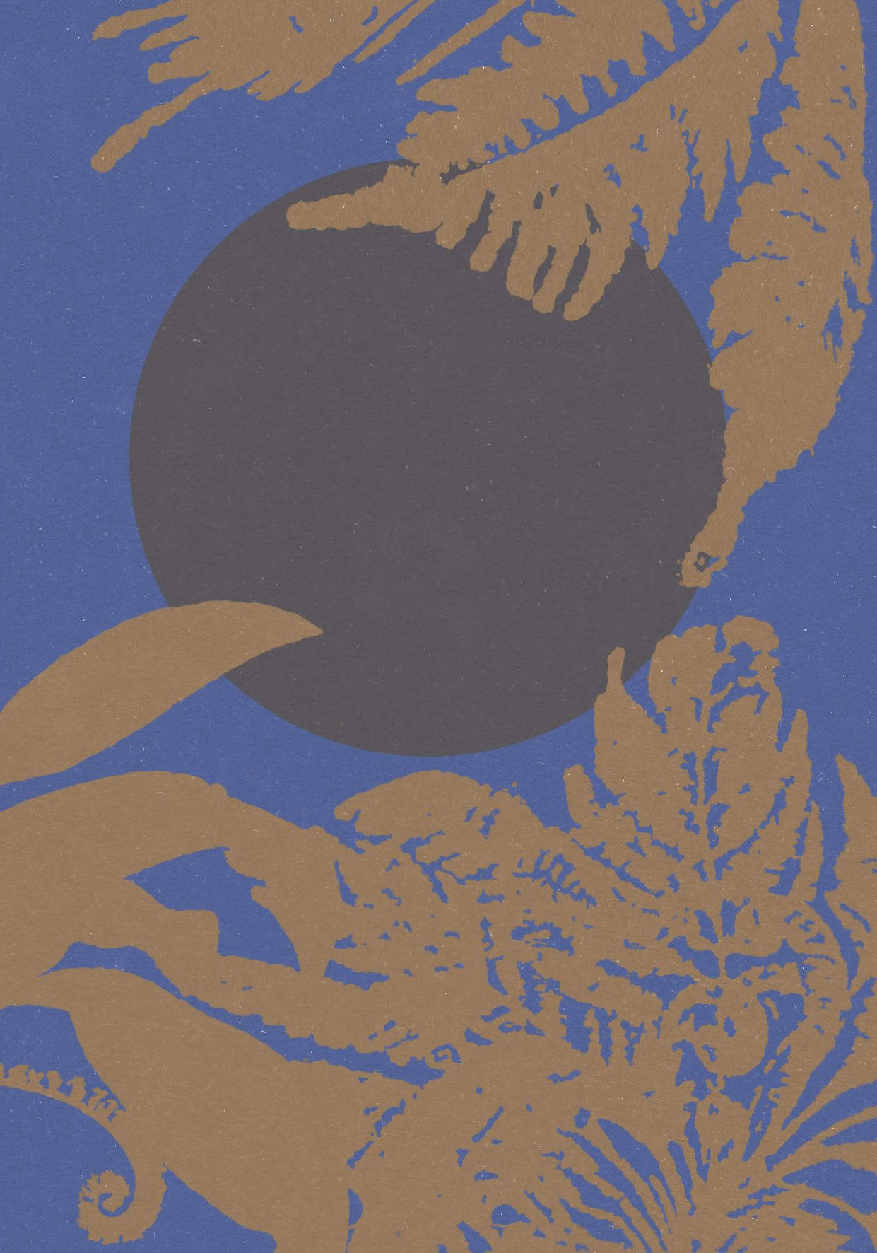 Boho style botanical motif poster in blue and mustard color