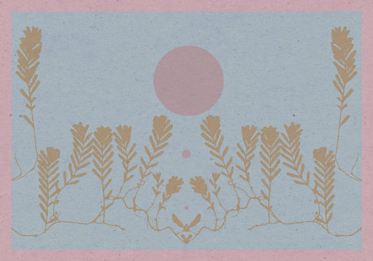 Boho art poster with an illustration of a botanical motif