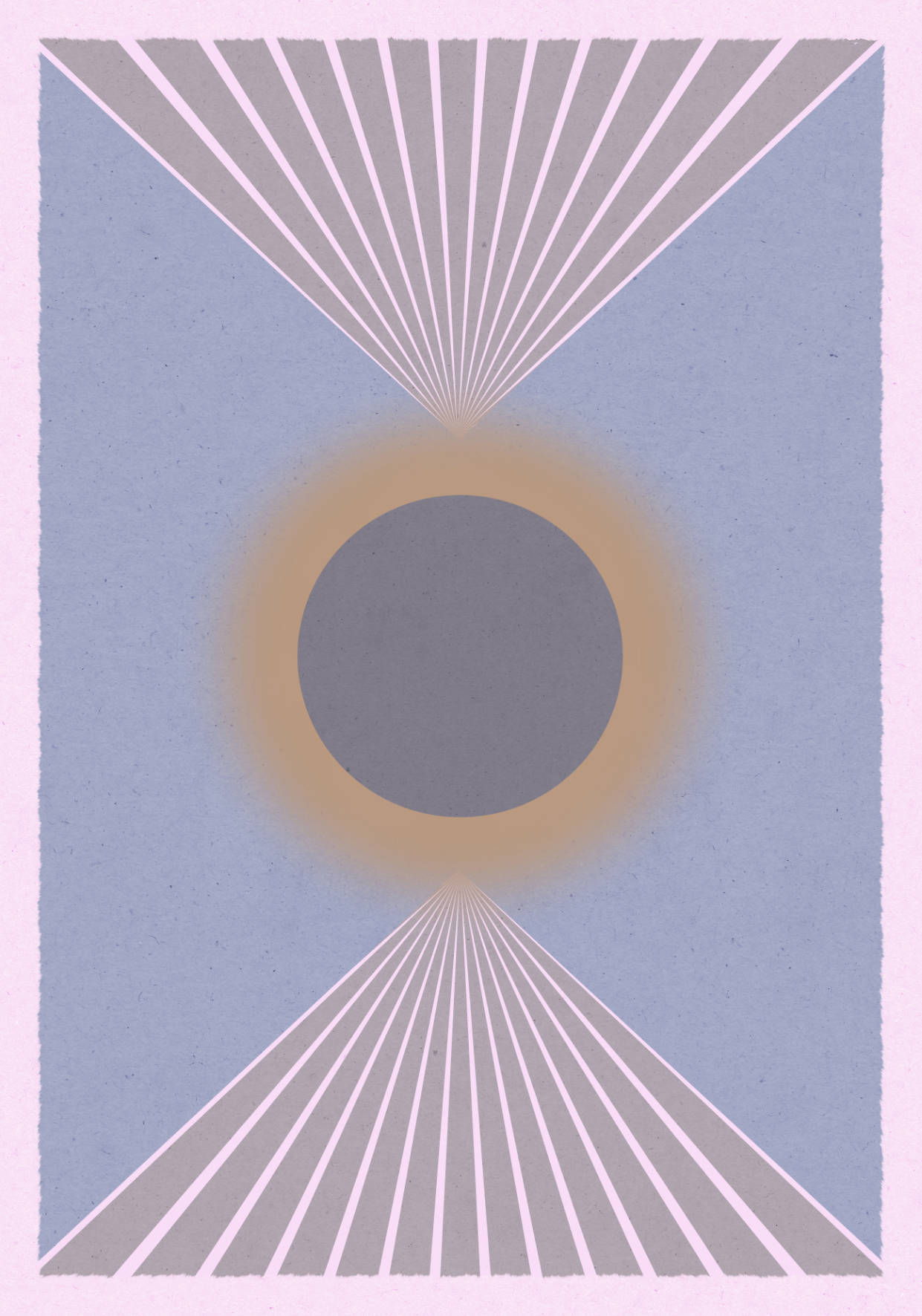 Modern abstract art poster in shades of blue, mustard, and gray