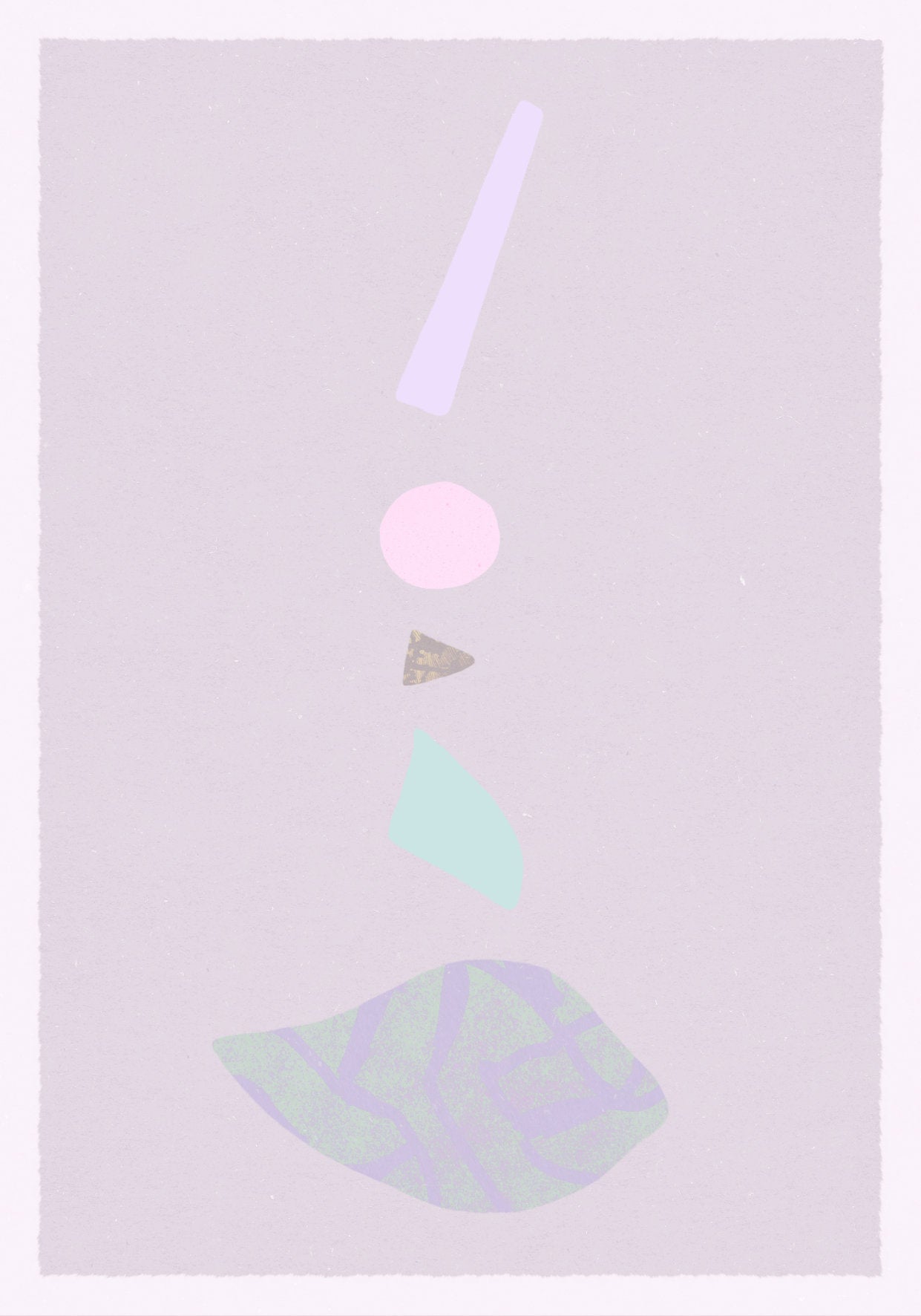 Minimalist abstract poster in shades of pink, blue, purple and beige