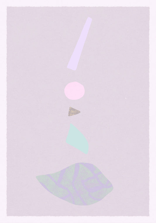 Minimalist abstract poster in shades of pink, blue, purple and beige