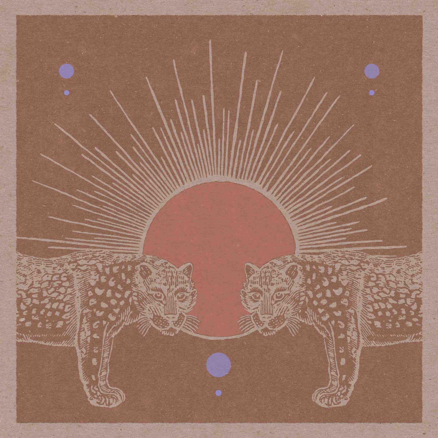 Boho art poster with two cheetahs and a shining sun