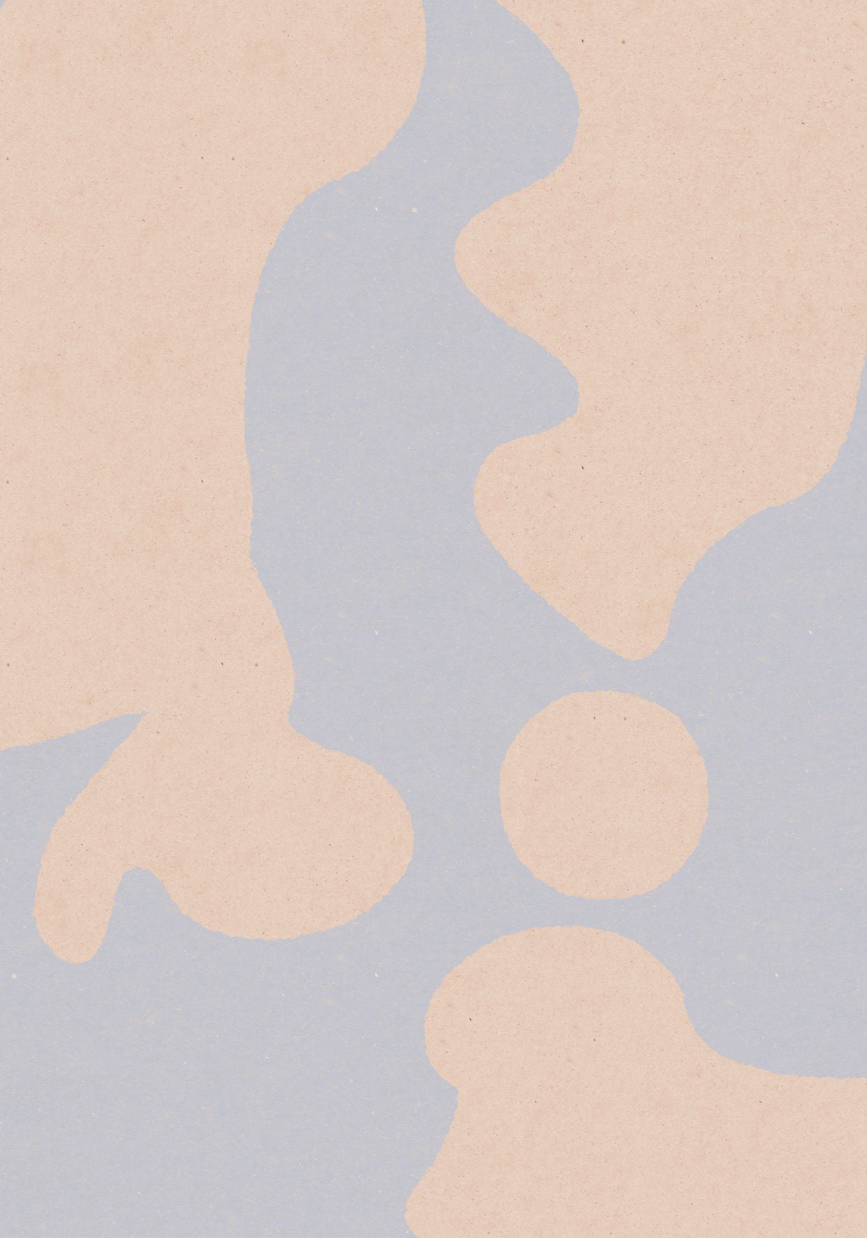 Abstract poster with shapes in shades of cream, against a warm gray background