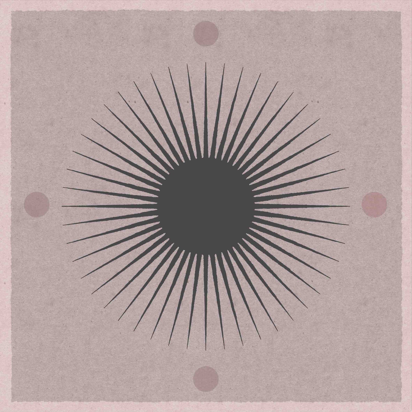 A boho style poster with a sun motif in black and beige colors