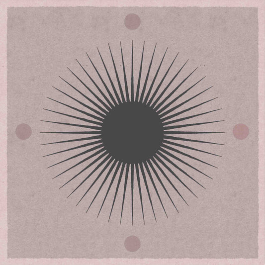 A boho style poster with a sun motif in black and beige colors