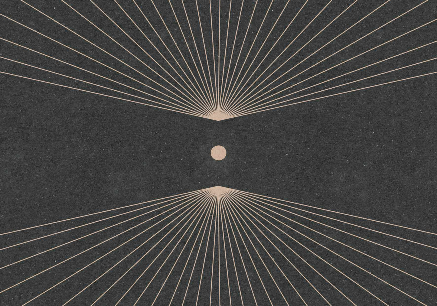 Minimalist art poster in shades of black and mustard with an illustration of a sun in space